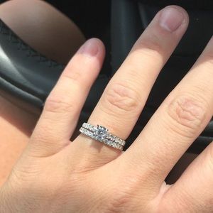 14k gold diamond wedding ring and band set